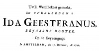 Overlijdensbericht van Ida Geesteranus